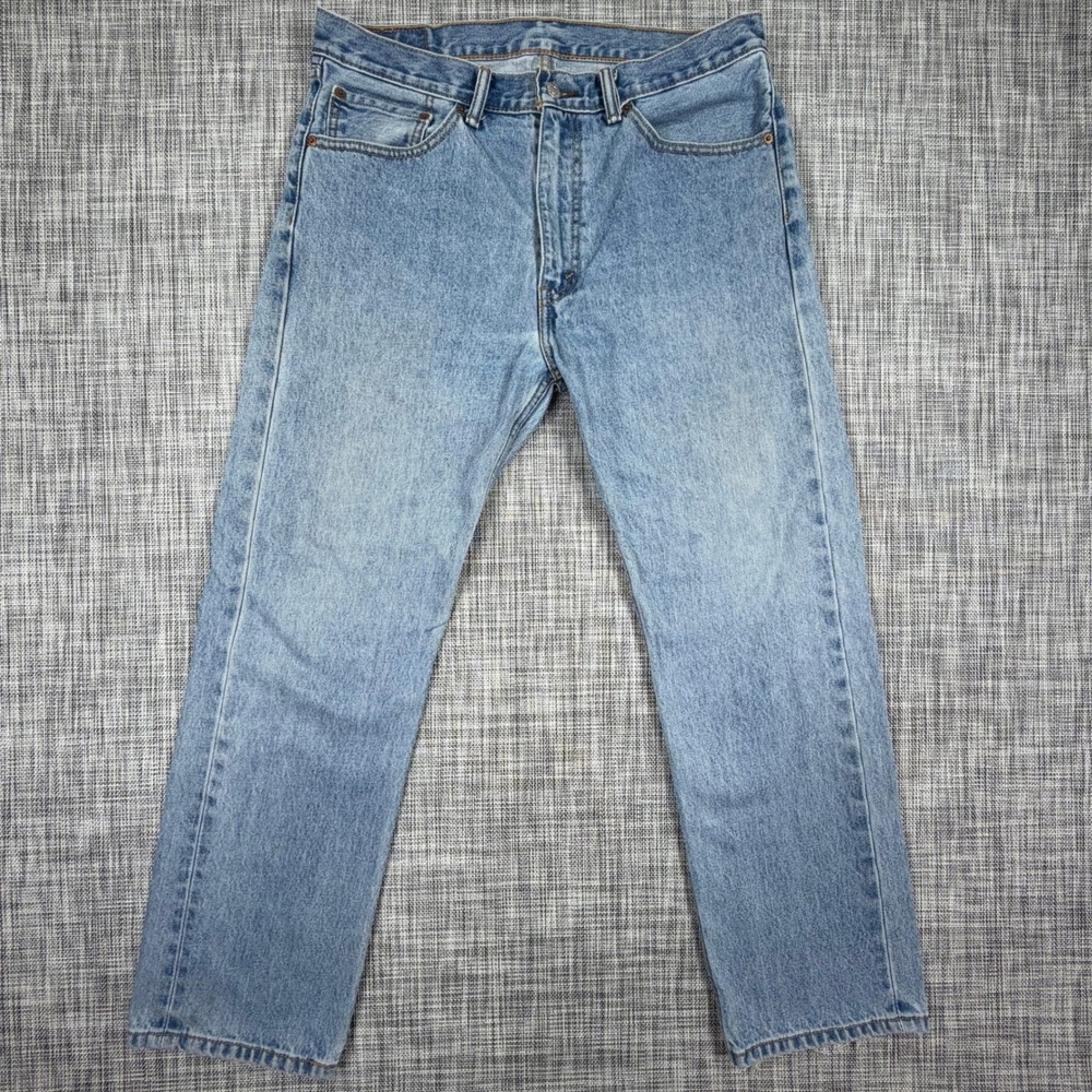 Levi's Mens 505 Regular Fit Straight Light Wash Blue Denim Jeans W36 L30 Cotton